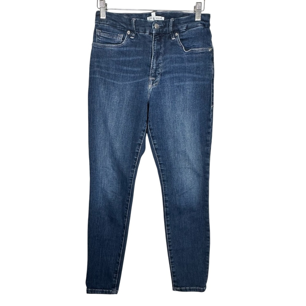 Good American Good Legs Crop Jeans 6/28 Mid Rise Skinny Blue Stretch Denim